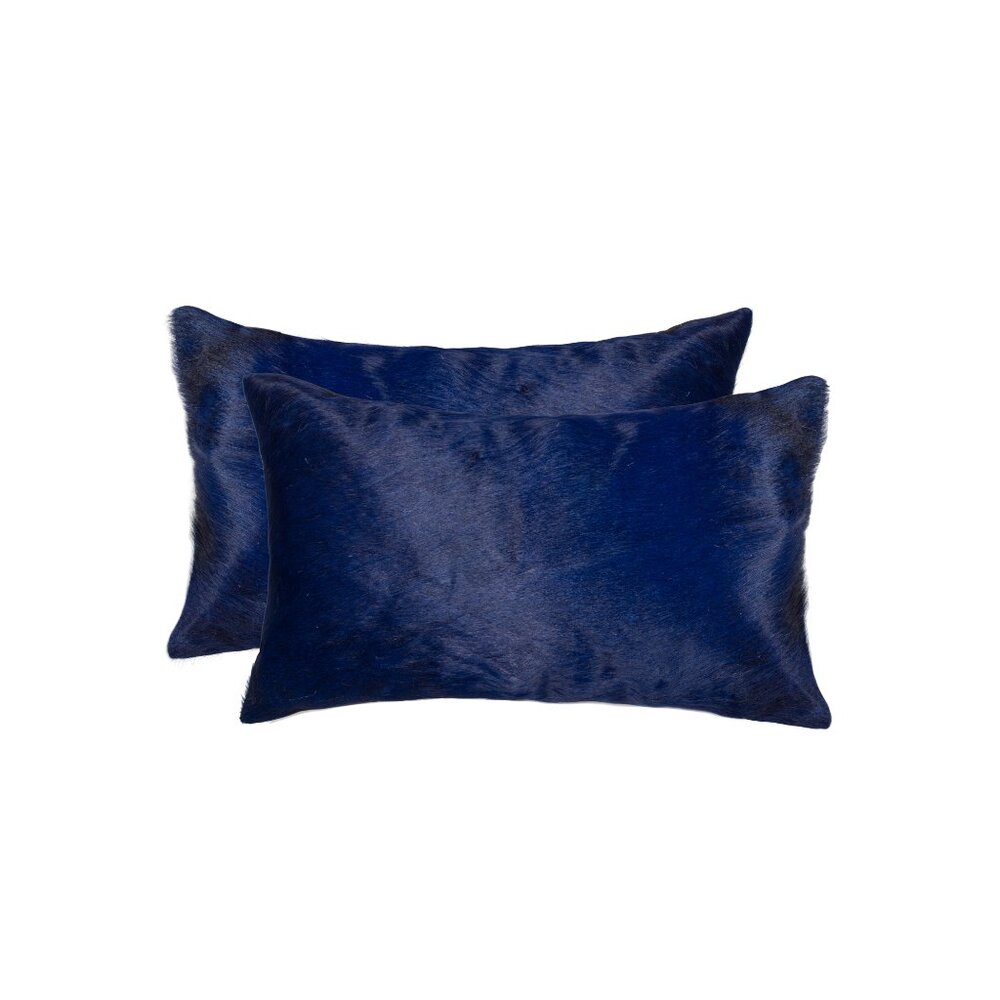 Natural Home Decor Torino Cowhide Pillow | 2-Piece | Navy | 12"x20"